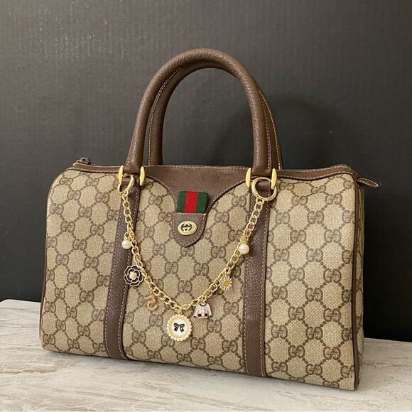 GUCCI Sherry Line Pvc Leather Boston Handbag 👜 - Picture 3 of 17